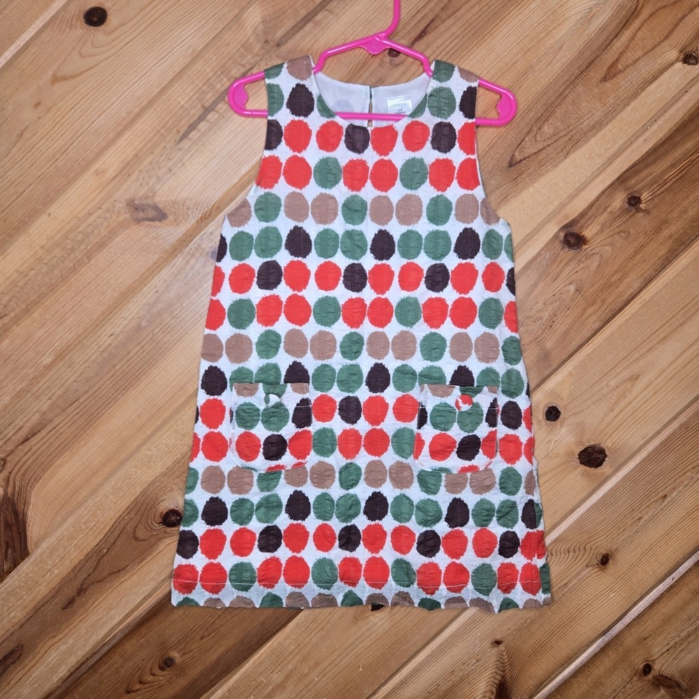 Crewcuts Girls Sz 4-5 Sleeveless Polkadot Cotton Dress Multicolor
